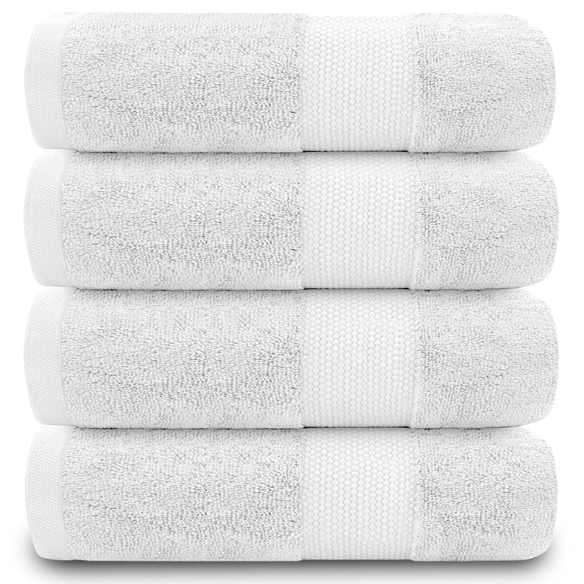 GC GAVENO CAVAILIA Fade Resistant Bathroom Towels Set, 700 GSM Premium Quality Extra Absorbent 100% Cotton Bath Towel, White, 4PK Hand Towel