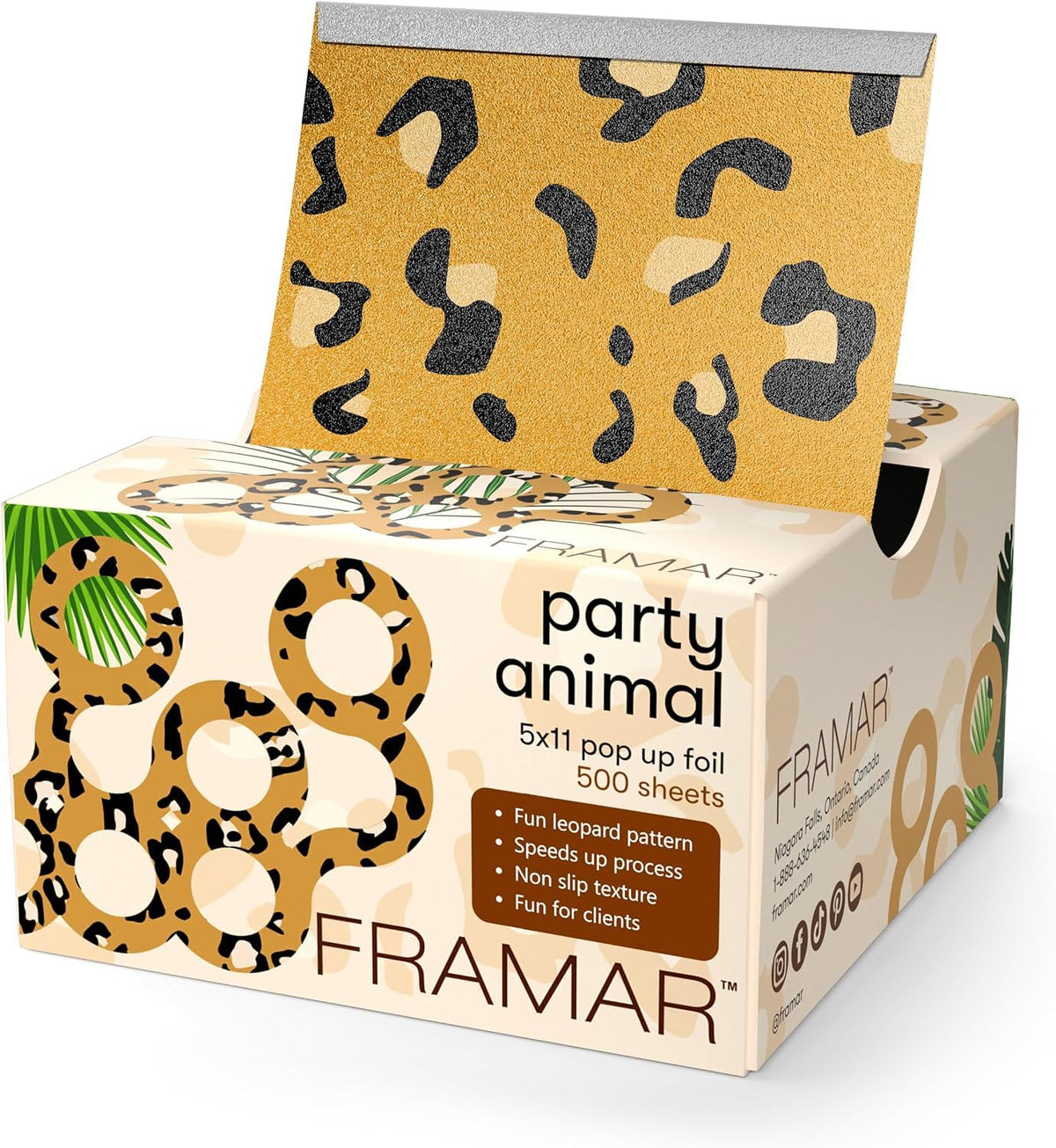 Framar Party Animal Embossed Pop Up Hair Foil, Hair Foils for Highlighting, Foils for Highlights, Hairdressing Foil for Hair Highlights, Highlighting