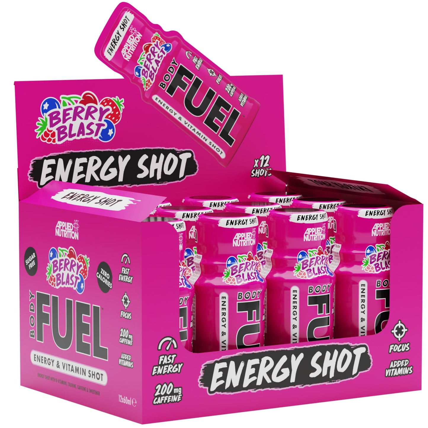 Applied Nutrition BodyFuel Energy Shot - Body Fuel Prime Energy Shot, Physical Performance with B-Vitamins, Taurine, Caffeine, Sugar Free, Zero