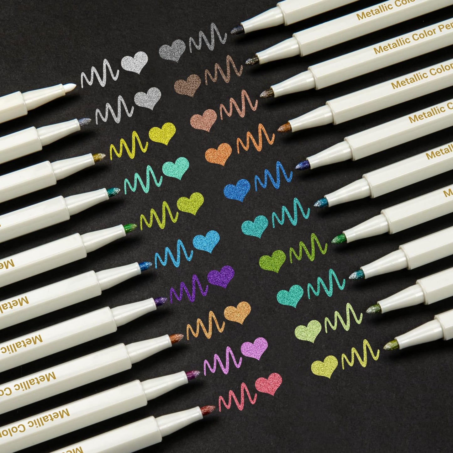 APOGO Metallic Pens Metallic Marker Pens for Scrapbooking, 20 Metallic Paint Pens for Black Paper Stocking Fillers Card Making, Art & Craft Supplies