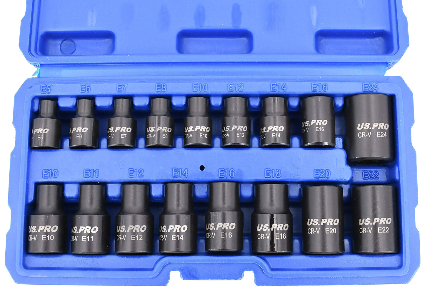 Impact E Torx Star Sockets Female E5 to E24 3/8? and 1/2'' Drive 17pc Set US Pro