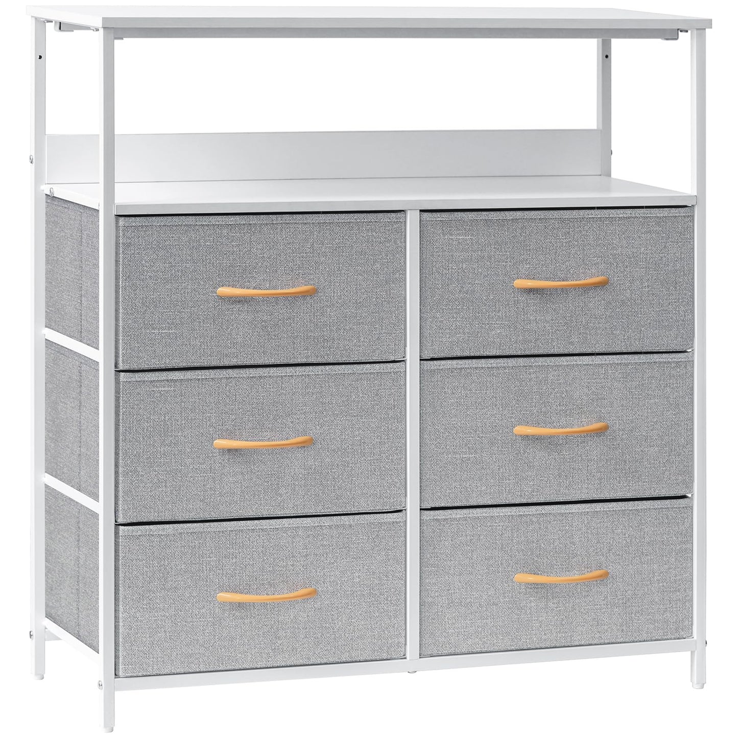 LYNCOHOME Chest of Drawers,Bedroom furniture with 6 Drawers,Storage Organiser with Sturdy Steel Frame and Wood Top, for Bedroom, Living room, Closet.