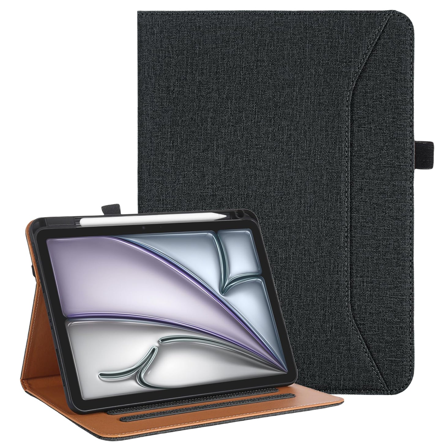 Vakarey for iPad Air 11 Inch Case M2 2024/M3 2025,for iPad Air 4th/5th Generation 10.9 Inch Case With Pencil Holder,Black