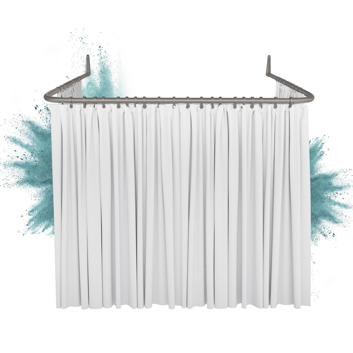 Erica U-shaped Shower Curtain Rail, Shower Curtain Pole 85x95x85 cm, Wall Mounted Shower Pole without Ceiling Mount, Shower Rail in Grey Powder Coated