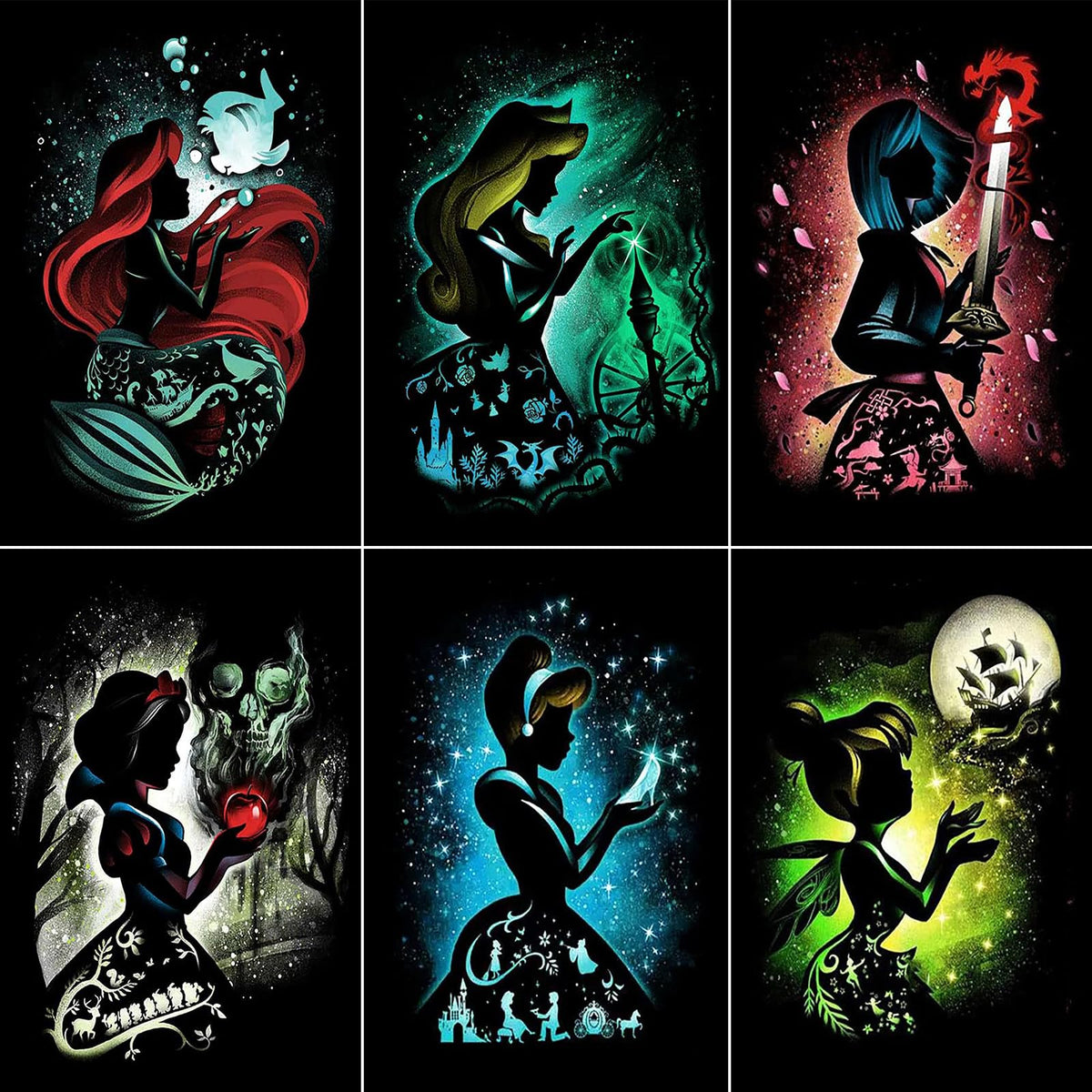 KEYRANKE 6 Pack Disney Diamond Art Kits Adults, Diamond Painting Disney Kits, Cross Stitch Full Drill Shiny Diamond Embroidery Pictures Arts Craft for