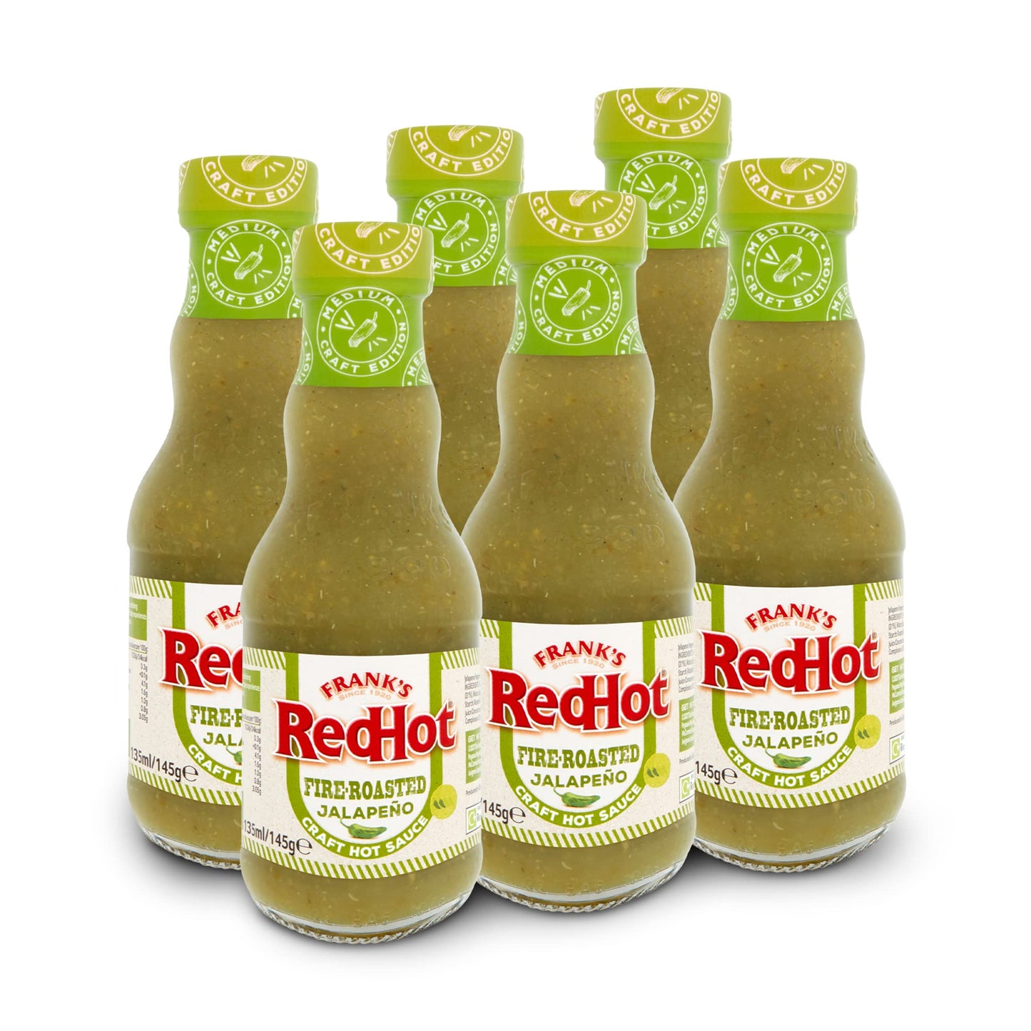 Frank's Fire-Roasted Jalape?o Craft Hot Sauce 135 ML | Pack of 6 | Smokey Fiery Hot Chilli Sauce | Use as Condiment | For Veg & Non-Veg Cuisine |