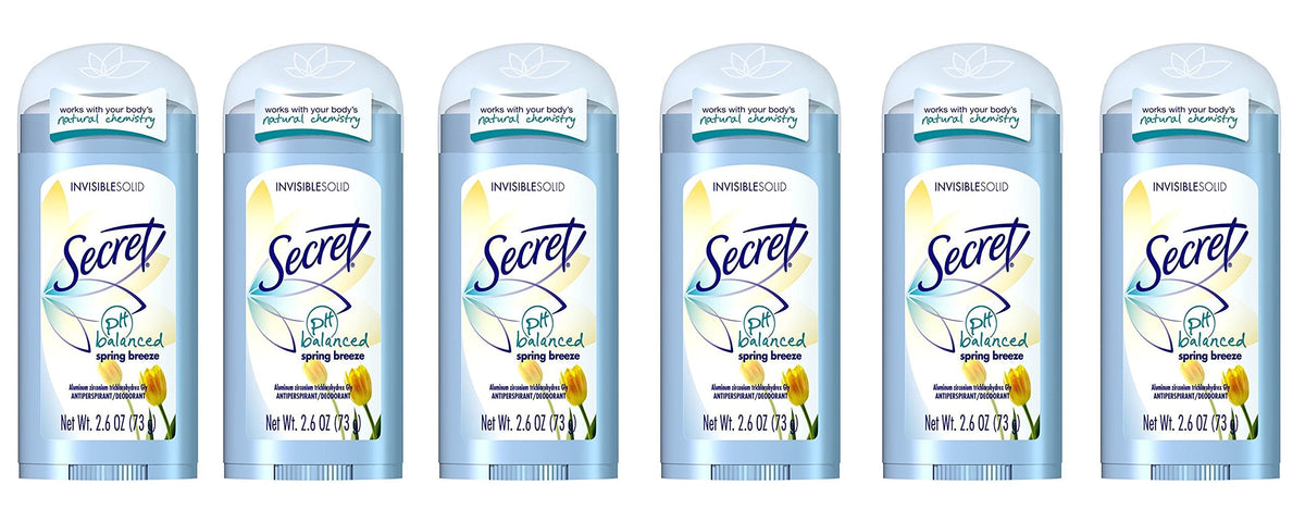 Secret Invisible Solid Antiperspirant & Deodorant - Spring Breeze 75 ml (Pack of 6)