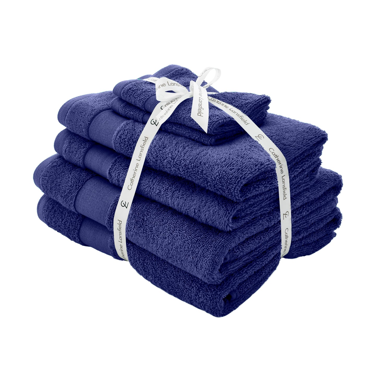 Catherine Lansfield Anti Bacterial Soft & Absorbent Cotton 6 Piece Towel Set Navy Blue