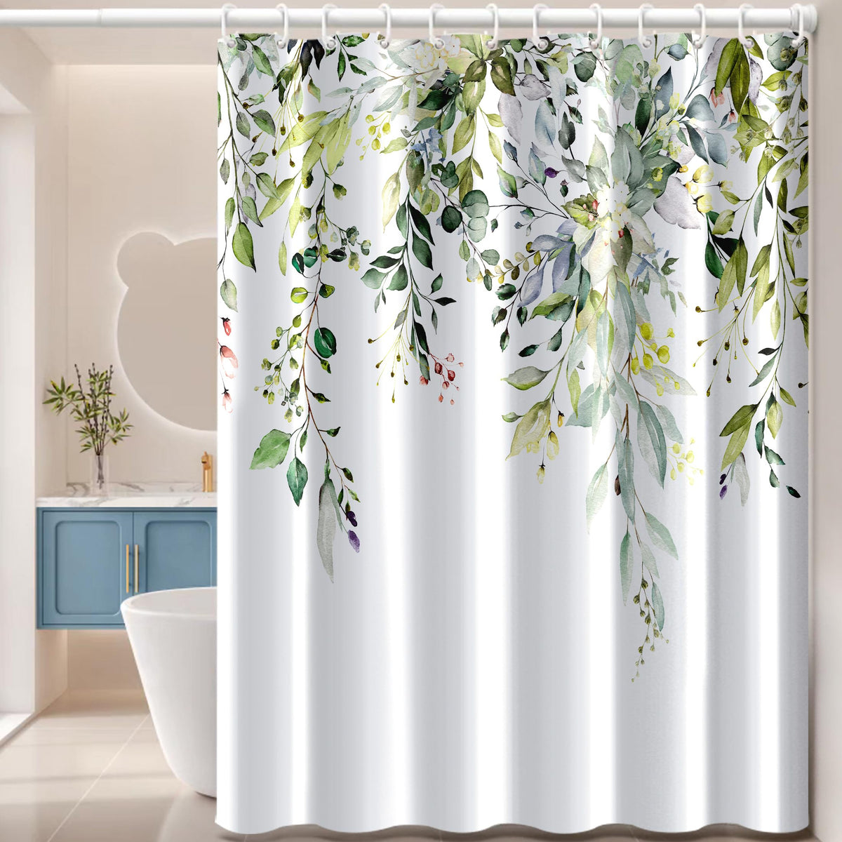 Pelizen Shower Curtain Mould Proof Mildew Resistant Curtains 100% Polyester Shower Curtains Waterproof Bathroom Shower Curtain with 12 Hooks, 180 x
