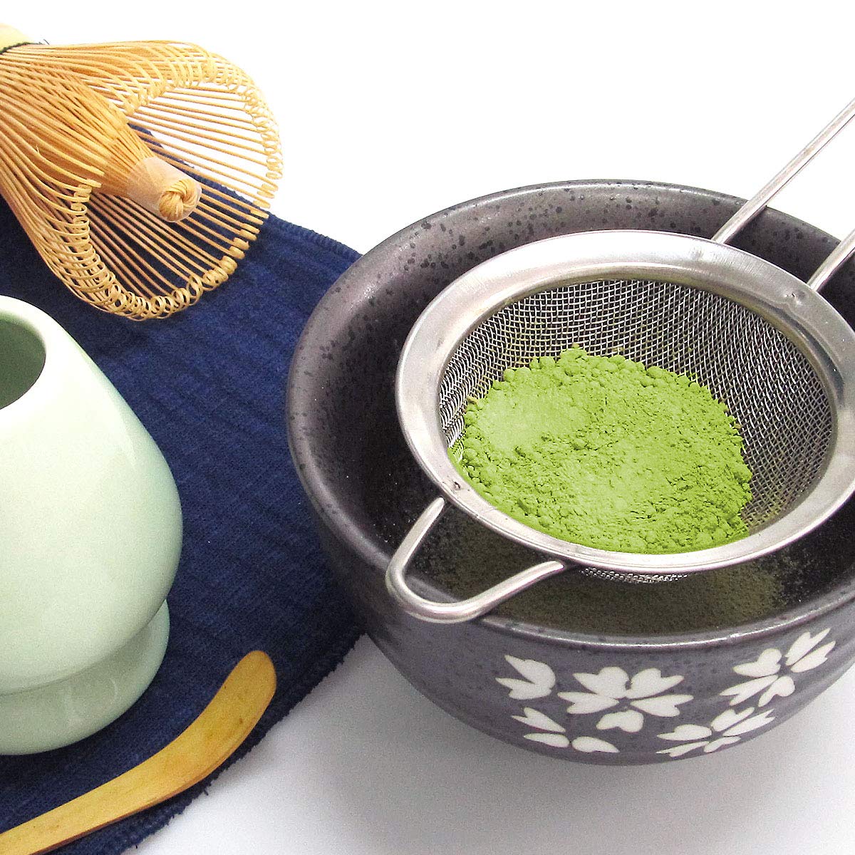 Artcome Japanese Matcha Tea Set, Matcha Whisk, Traditional Spoon, Matcha Bowl, Black Bamboo Tray, Ceramic Whisk Holder, Matcha Box, Handmade Matcha