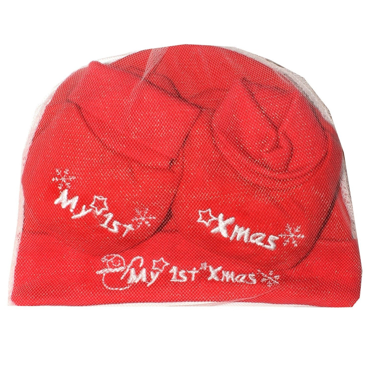 New Born Babys My 1st Xmas Hat & Bootee 2 Piece Set In a Bag