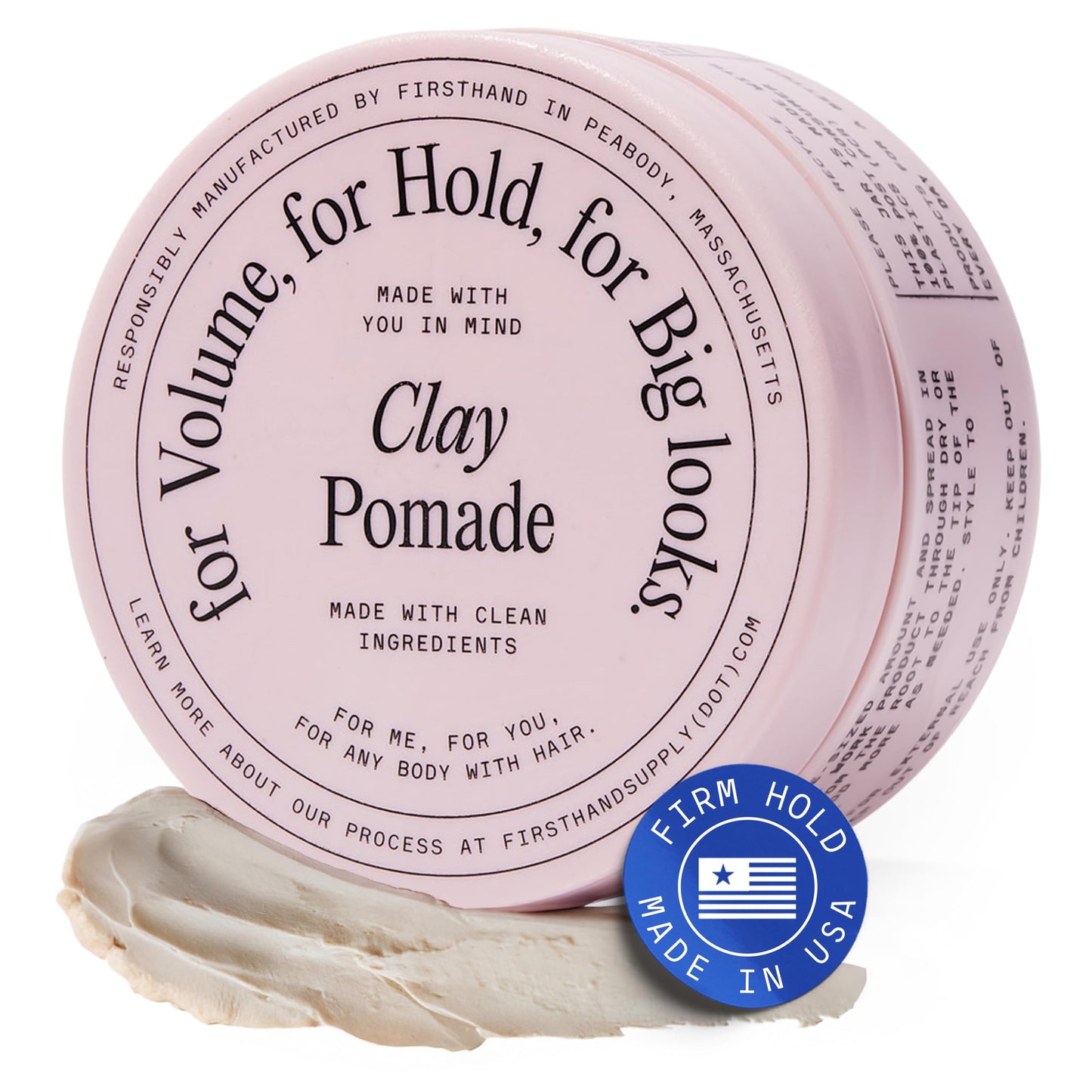 Firsthand Supply Clay Pomade ? Non-Toxic Hair Styling for Men & Women ? Strong Hold with Matte Finish ? Long-Lasting & Reworkable ? 88ml