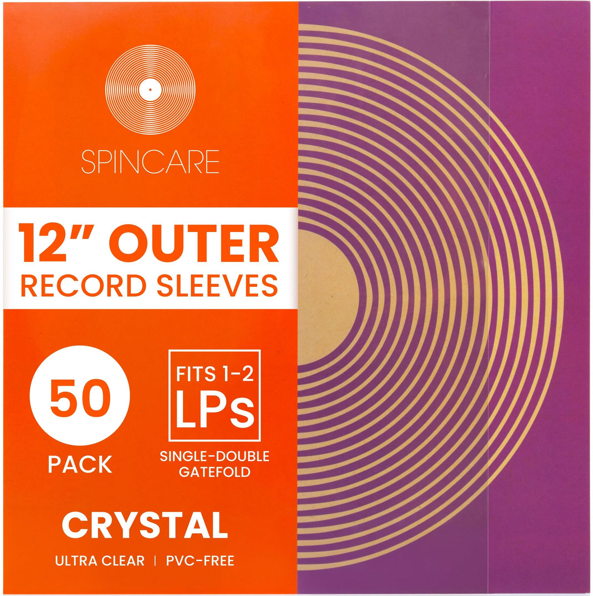 50x 12 Inch Standard Outer Vinyl Record Sleeves | Crystal Clear Covers for Single Double Albums & LPs | Acid-Free Protective Plastic Sleeves | Clean &
