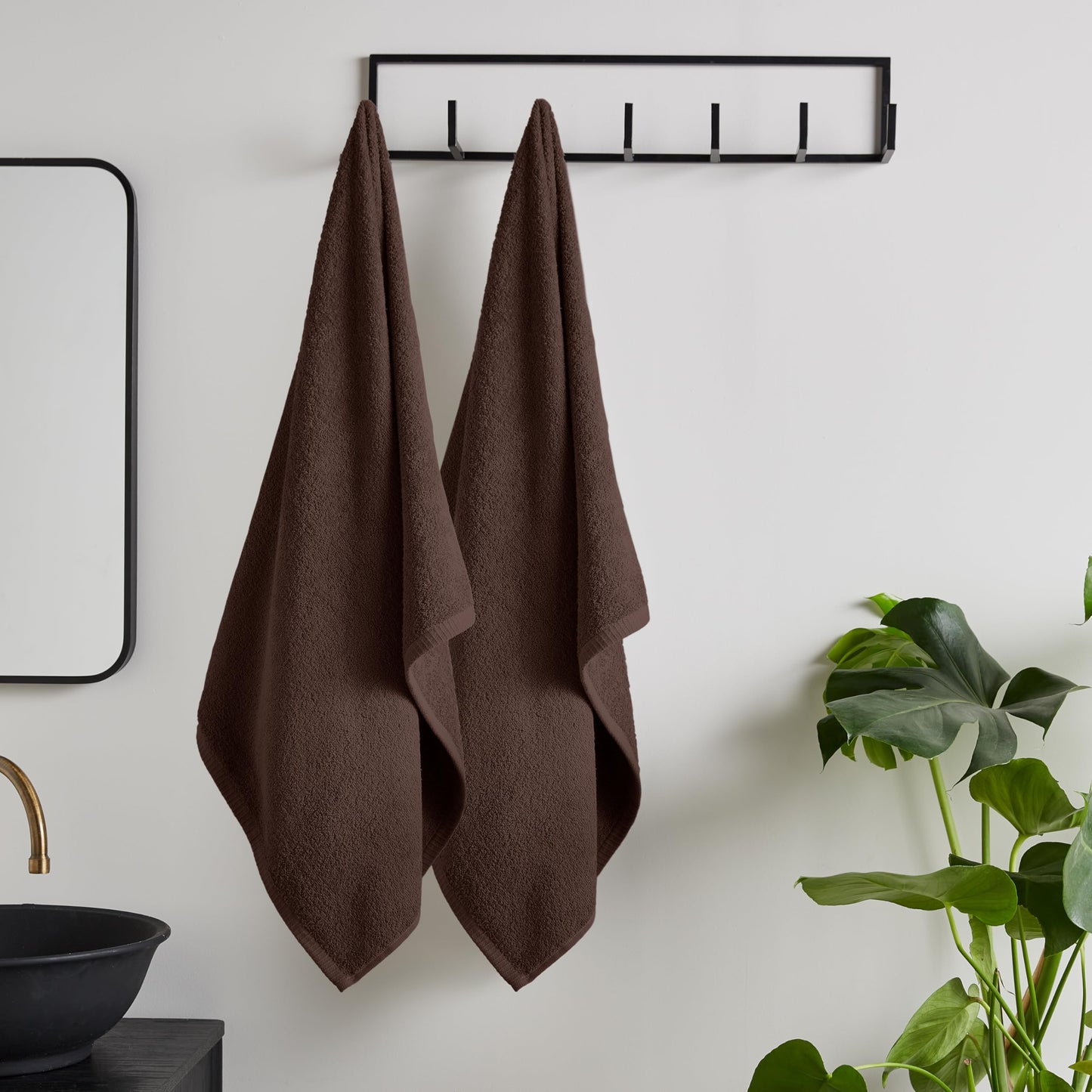 Catherine Lansfield Quick Dry Cotton 90x140 cm Bath Sheet Pair Chocolate