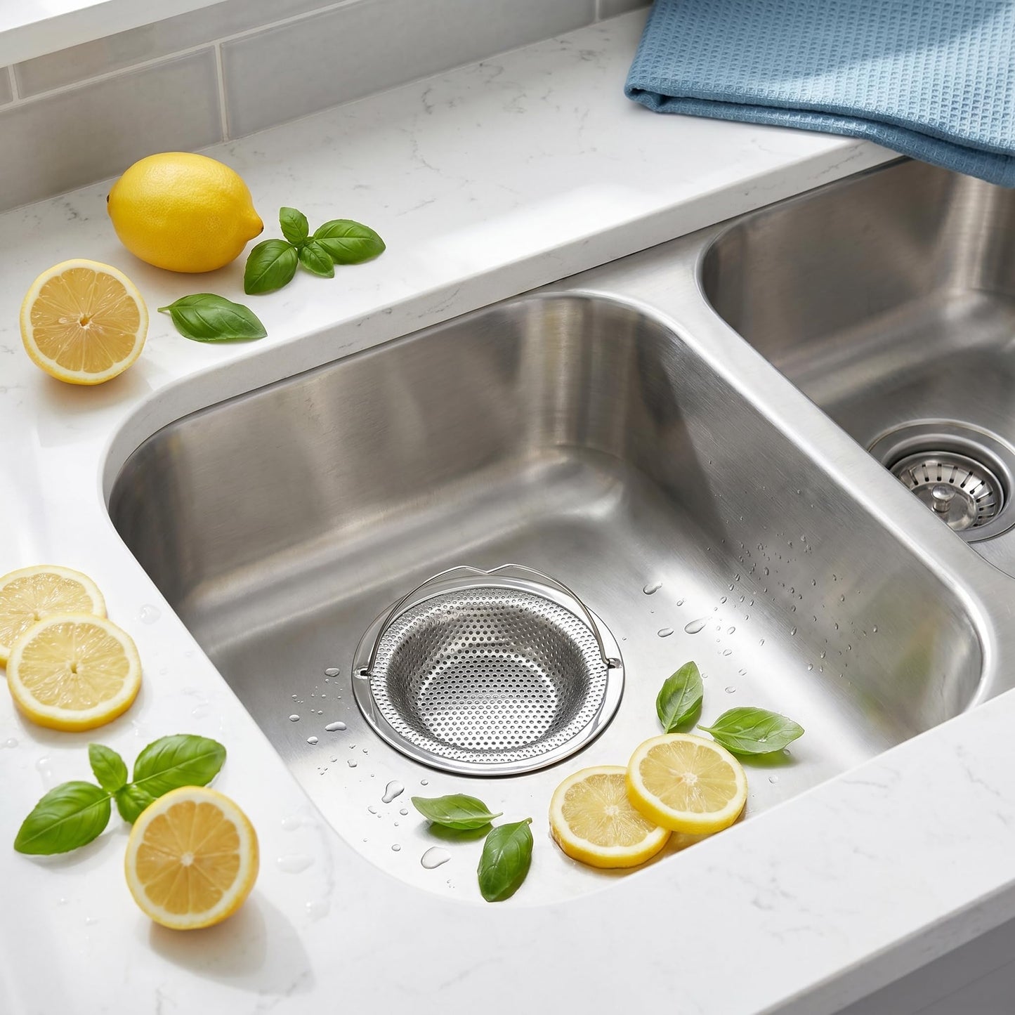 1 Piece Sink Strainer Kitchen Sink, Stainless Steel Sink Strainer, Hair Strainer Shower, Prevent Sewer Blockages (11 x 8 x 2 cm)