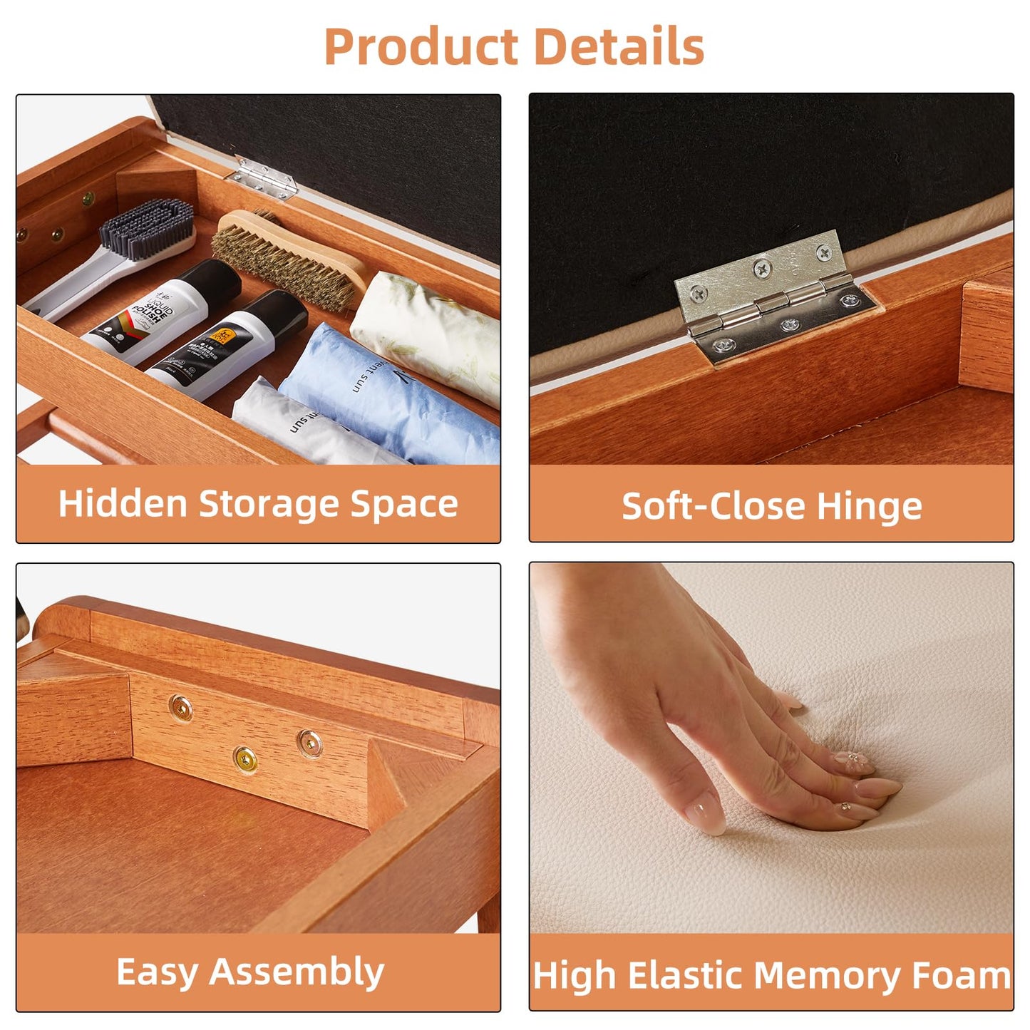 Aibiju Shoe Storage Bench with Flip-Top Storage, 2-Tier Entryway Shoe Bench with Padded Seat, 23.62in Wooden Storage Organizer for Entryway, Bedroom