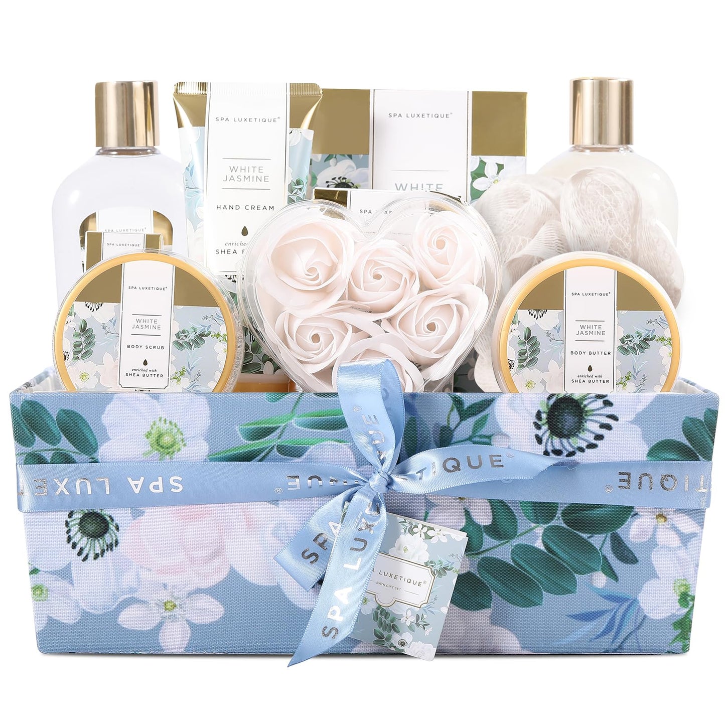 Presents for Women-Spa Luxetique Spa Gift Set,12pcs Jasmine Bath Gift Sets with Essential Oil,Bubble Bath,Body Lotion,Pamper Hampers for Women Gift