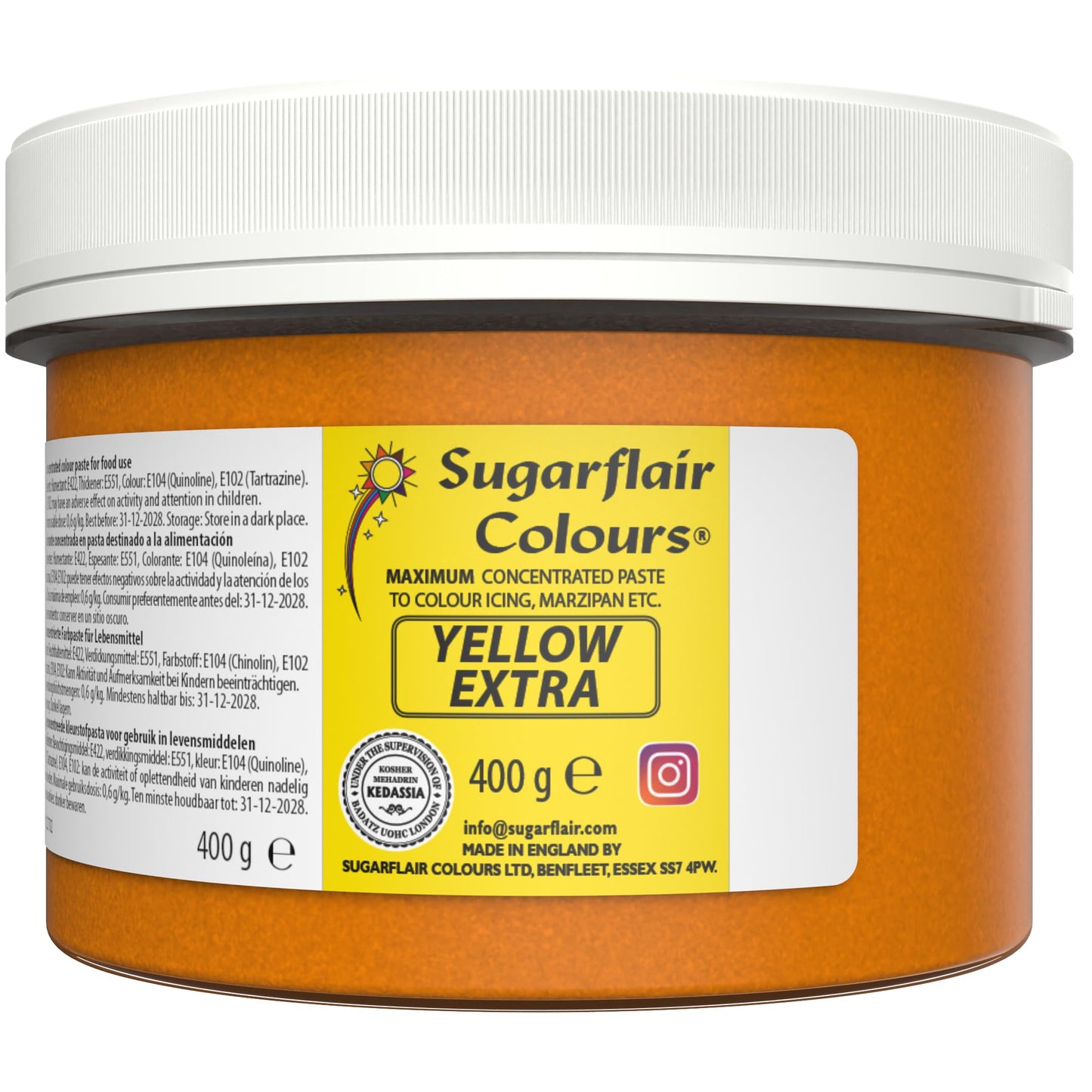 Sugarflair Yellow Extra Food Colouring Paste, Maximum Concentrated Food Colouring for Buttercream, Sugar Paste, Royal Icing, Cake Mixes and More!