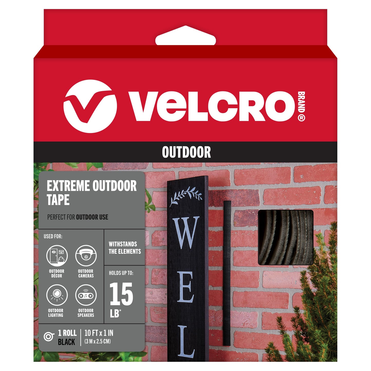 VELCRO Brand | Heavy Duty Extreme Outdoor Stick On Tape | Cut-to-Length Industrial Extra Strong Double Sided Hook & Loop Self Adhesive Tape Perfect