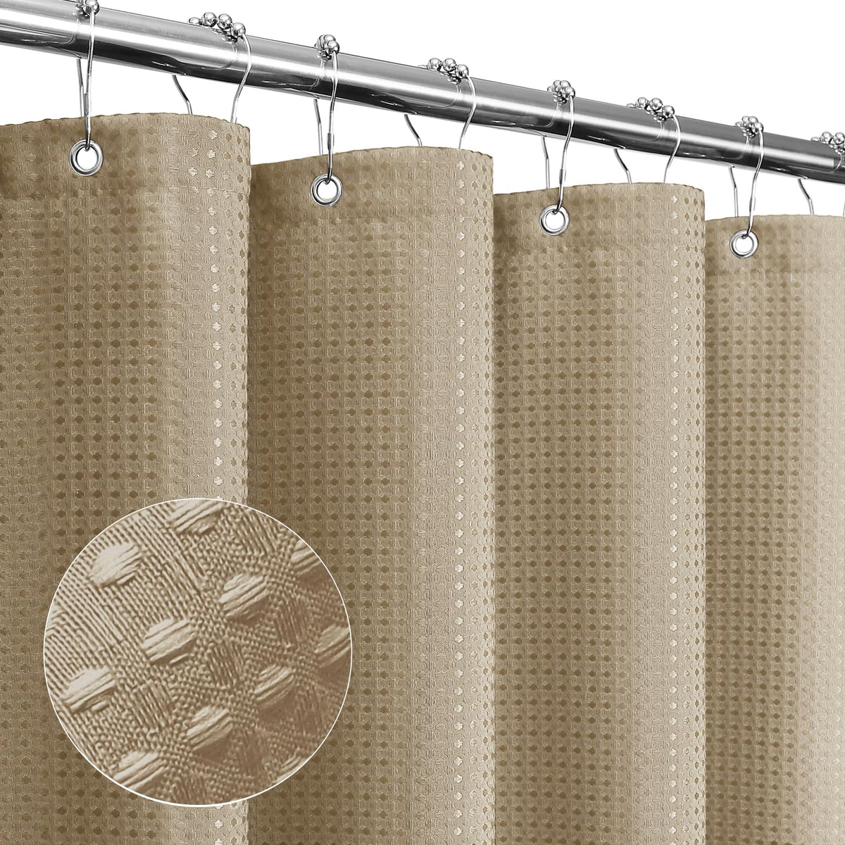 Gibelle Small Stall Shower Curtain 36 x 72, Narrow Half Waffle Weave Textured Fabric Shower Curtain for Bathroom, Water Repellent, Machine Washable,