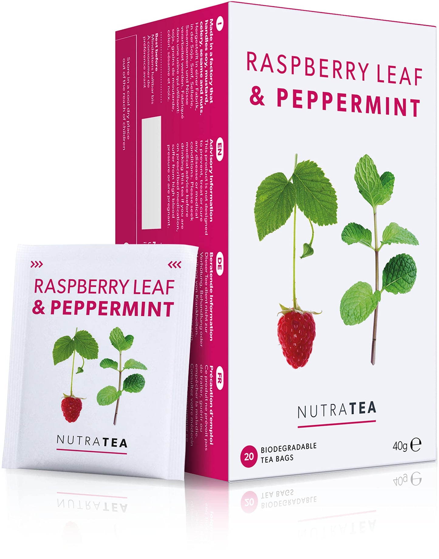 Nutra Tea Raspberry Leaf & Peppermint Tea | Raspberry Leaf Tea For Pregnancy & Expectant Mothers - 60 Individually Wrapped Bags - Herbal Infusions (3