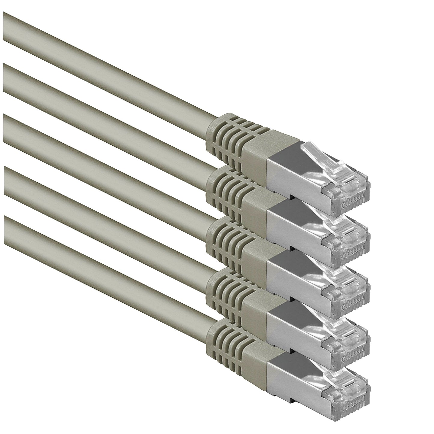 1aTTack.de 10 m gray - 5 pieces Cat.6 patch cable network cable CAT6 S-FTP Gigabit Lan PIMF CAT 6 copper CU halogen-free Internet DSL game console