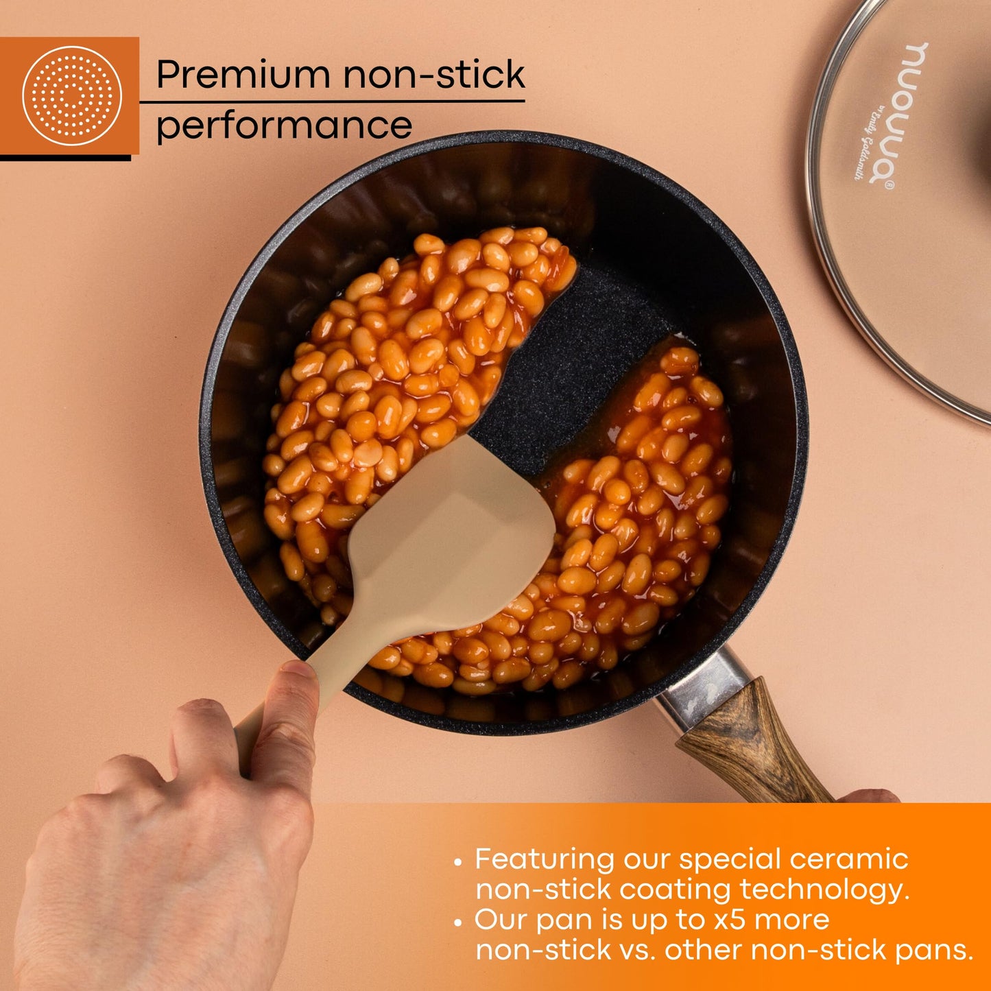 Induction Saucepan Set with Lid Non Stick Saucepan for Induction 2pcs Copper Sauce Pan 16cm, 18cm Saucepot Set by Nuovva
