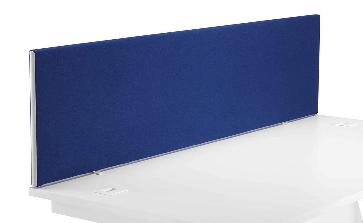 Office Hippo Upholstered Desktop Office Screen, G-Clamp Included, Fire-Retardant, Blue, 160 x 3 x 40 cm