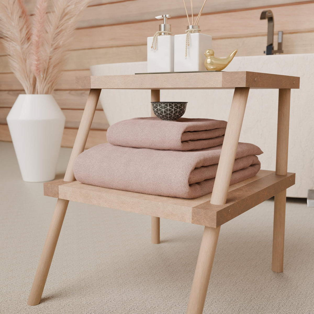 PETTI Artigiani Italiani - 100% Cotton Terry Bath Towels, 1+1 Towel Set, 2 Pieces 1 Face Towel and 1 Hand Towel, Powder Towels