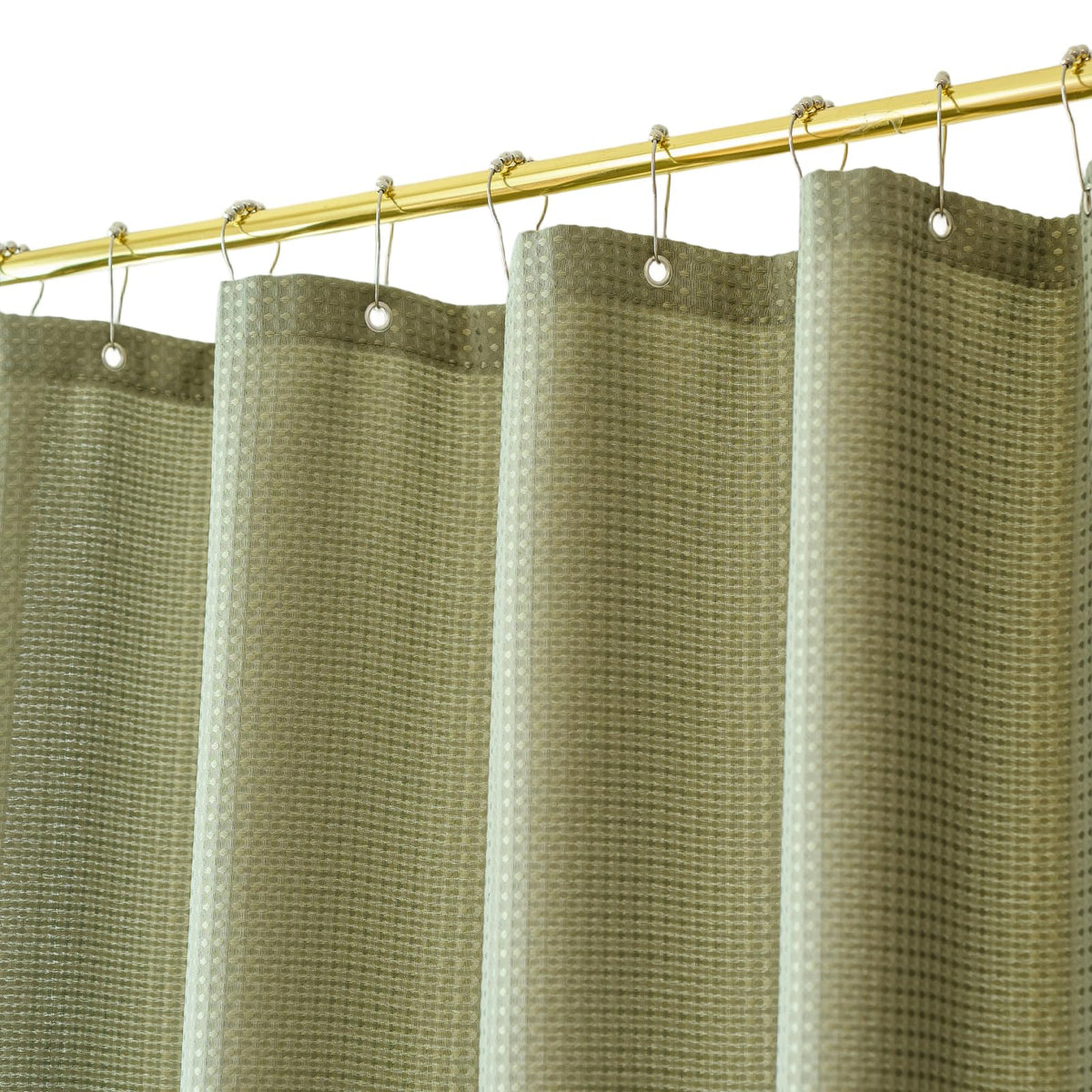 Yofori Sage Green Shower Curtain Waffle Fabric Bathroom Curtains Wet Room Shower Curtains Sets with Hooks Bathtub Bath Decor Accessories, 183x183cm