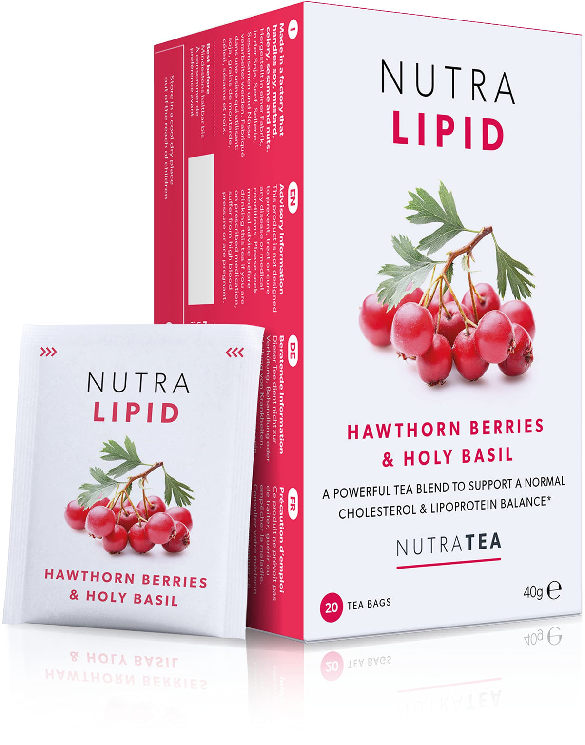 Nutra Tea NUTRALIPID - Lipid Management Tea | Cholesterol Tea - Includes Red Yeast Rice, Fenugreek & Artichoke - 40 Individually Wrapped Bags - Herbal