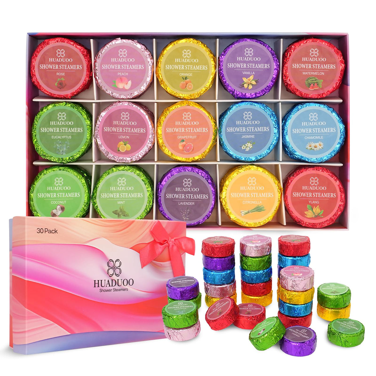 Shower Steamers Aromatherapy Birthday Gifts for Women and Men,30 Pack Shower Bombs for Stress Relief and Relaxation,Self-Care,Organic Essential Oils