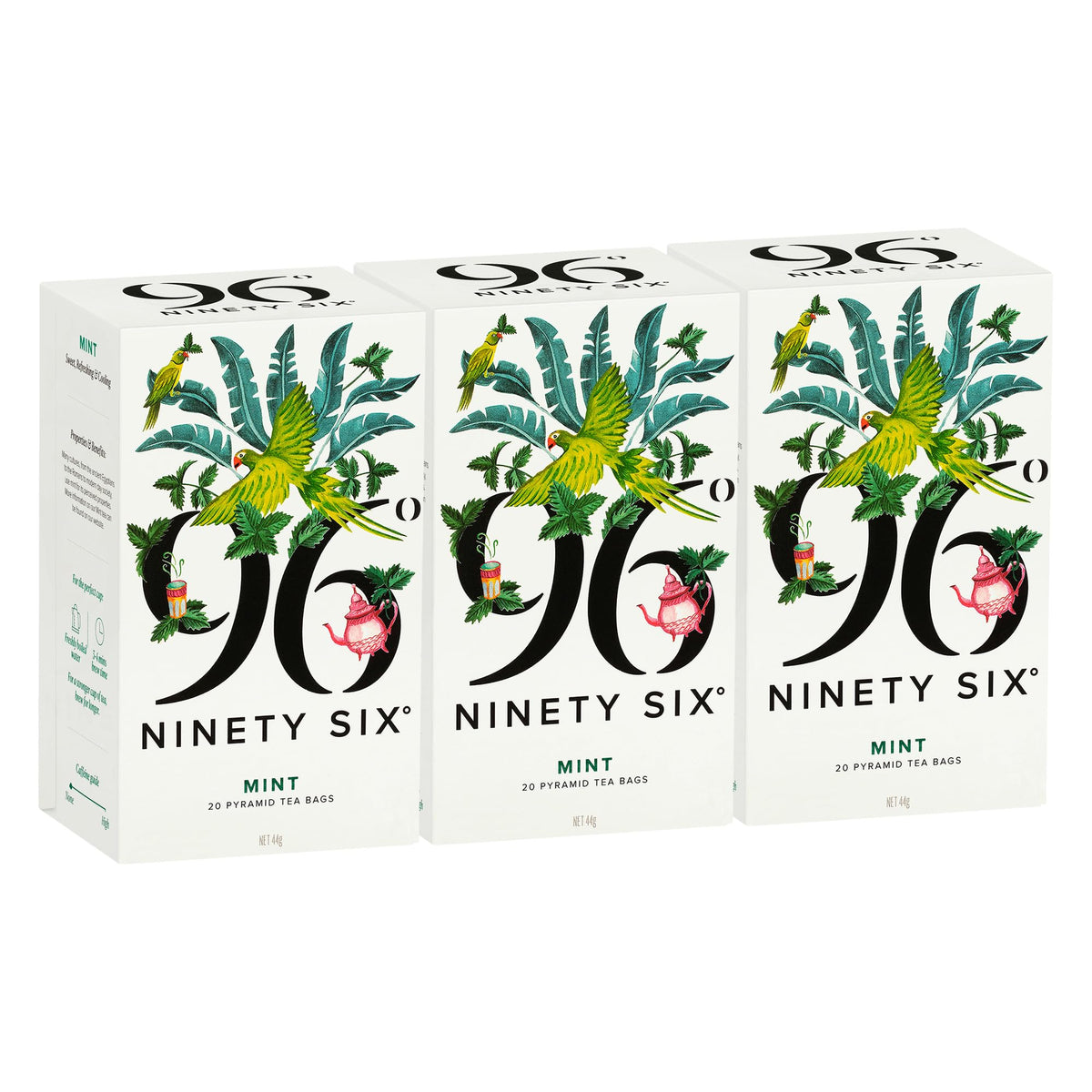 96? Mint Tea ? Pack of 3 ? 20 Pyramid Tea Bags (60 Bags), Sweet, Refreshing & Cooling Herbal Tea, Caffeine-Free, Individually Wrapped Envelopes,