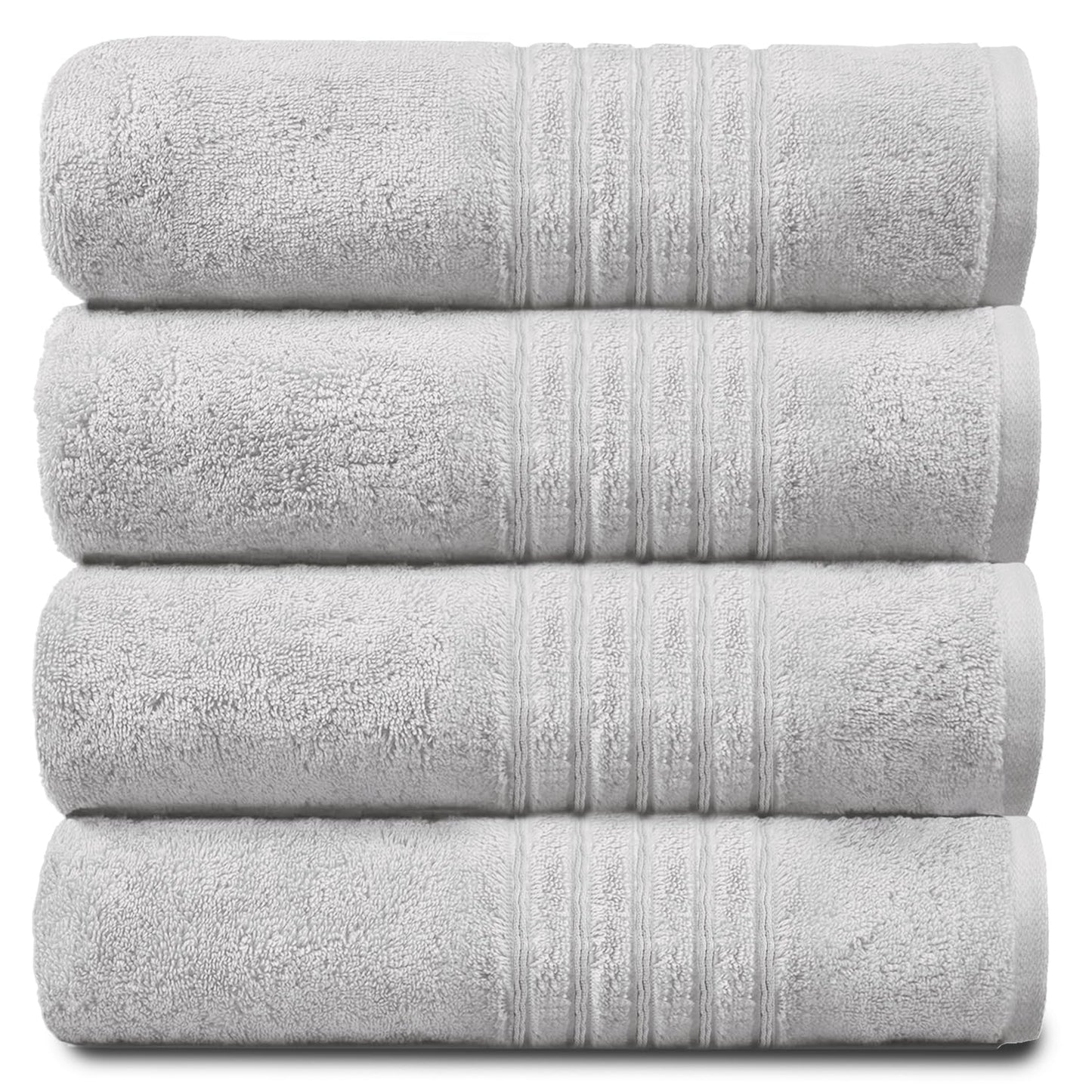 GC GAVENO CAVAILIA New Hampton Pack of 4 Bath Towel Set, 100% Ringspun Cotton, Extra Absorbent 450 GSM Luxury Bath Sheets, White, 4PK