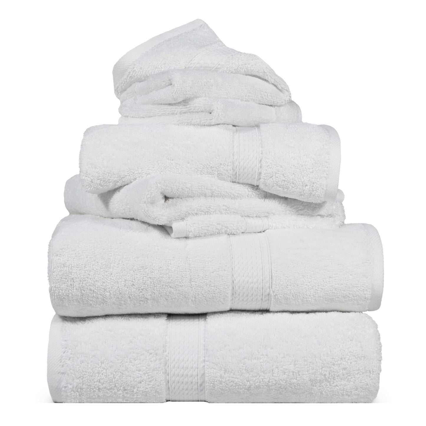 Superior 900 Gram 100% Premium Long-Staple Combed Cotton 6-Piece Towel Set, White