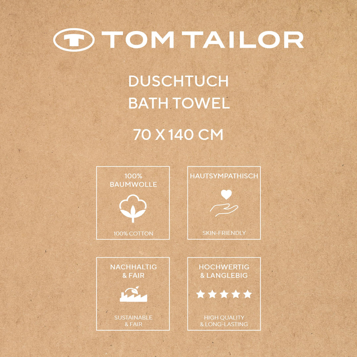 Klaus Herding GmbH Tom Tailor Bath Towel 70 x 140 cm 100% Cotton Terry Towel with Two Hangers and Label with Logo, Colour Bath Towel Cool Blue