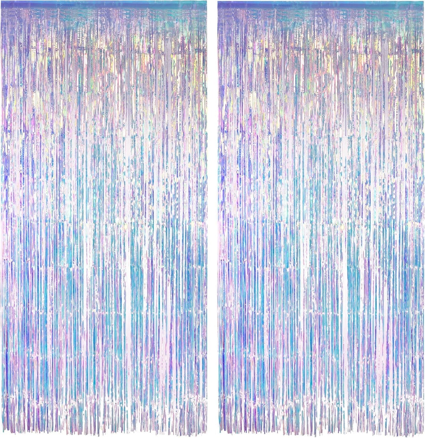 Iridescent Party Streamers Backdrop - GREATRIL Holographic Tinsel Foil Fringe Curtain for Mermaid/Disco Theme/Euphoria/Eras Party Decor, 1m x 2m, Pack