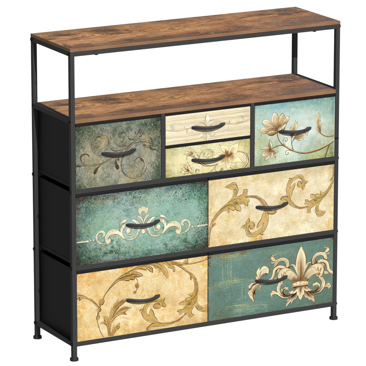VEDECASA Chest of Drawers with Open Shelf Dresser for Bedroom with 8 Drawer Storage Organizer Unit TV Stand for Living Room Hallways Closet with