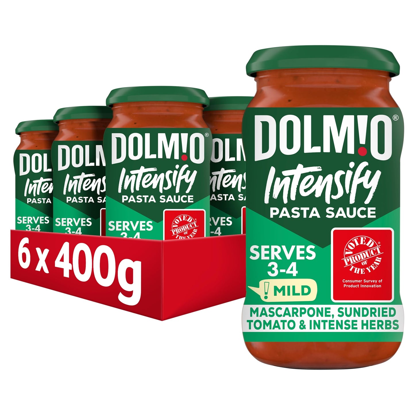 Dolmio Intensify Mild Mascarpone, Sundried Tomato & Intense Herbs Pasta Sauce Jar, Bulk Multipack 6 x 400g