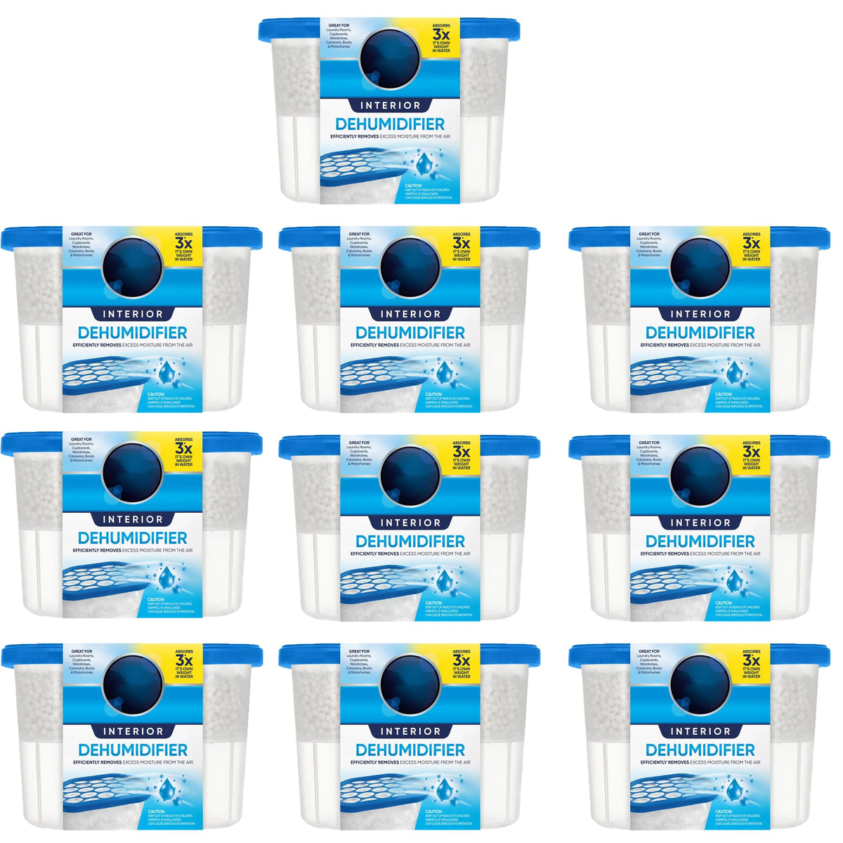 Interior Dehumidifier Pack of 10 X 500ml Stop Damp,Mould Mildew & Condensation Trap Moisture Absorber Stop Damp, for Damp Smell Remover in Wardrobe,