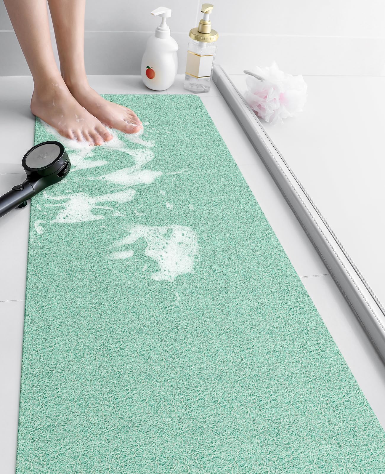 Yolife Loofah Mats for Shower, Non Slip Soft Textured Bath, Bathtub Mat with Drain, Phthalate Free, Quick Drying, Soft Comfort Bathroom Mats for Wet