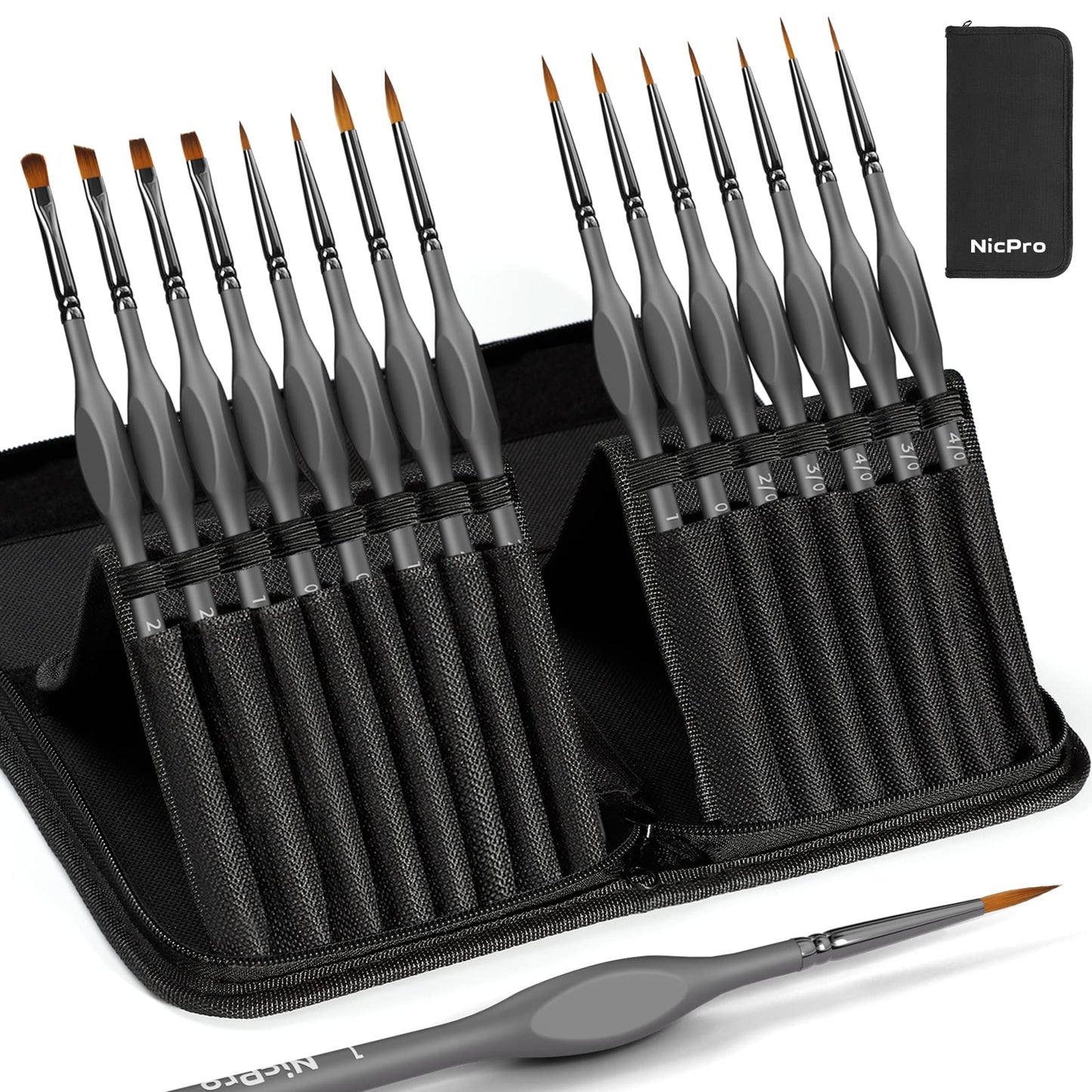 Nicpro 15 Pack Miniature Painting Set, Fine Detail Paint Brushes for Models, Acrylic Watercolour Oil, Ceramic, Shoe, Art Figure Paint by Number - Thin