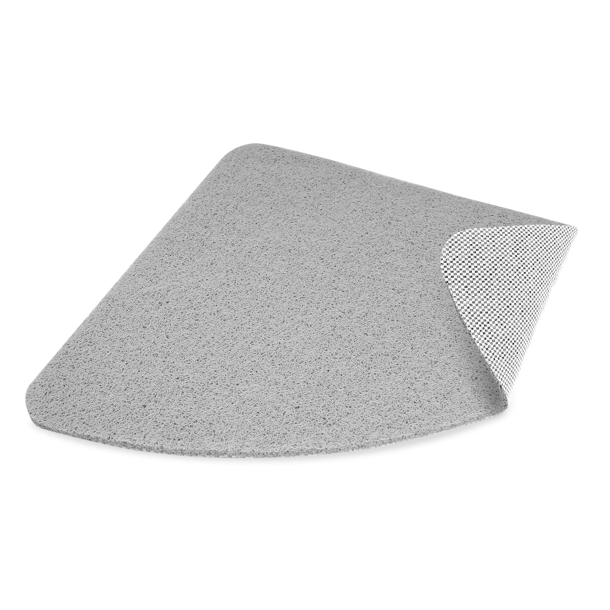 Dikots Corner shower mat non slip anti mould 60 x 60 cm - Grey Loofah style PVC Non slip Curved shower mat for inside shower - Washable and Quick