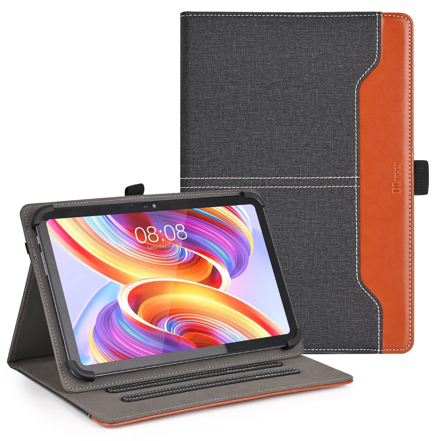 DLveer Universal Case for Doogee Tab A9 10"/U11 11"/U11 Pro/Tabwee W90 T80/Muisoo Tablet 10"/Whitedeer Tablet 10"/Teclast P30 10.1", Multi-Angle PU