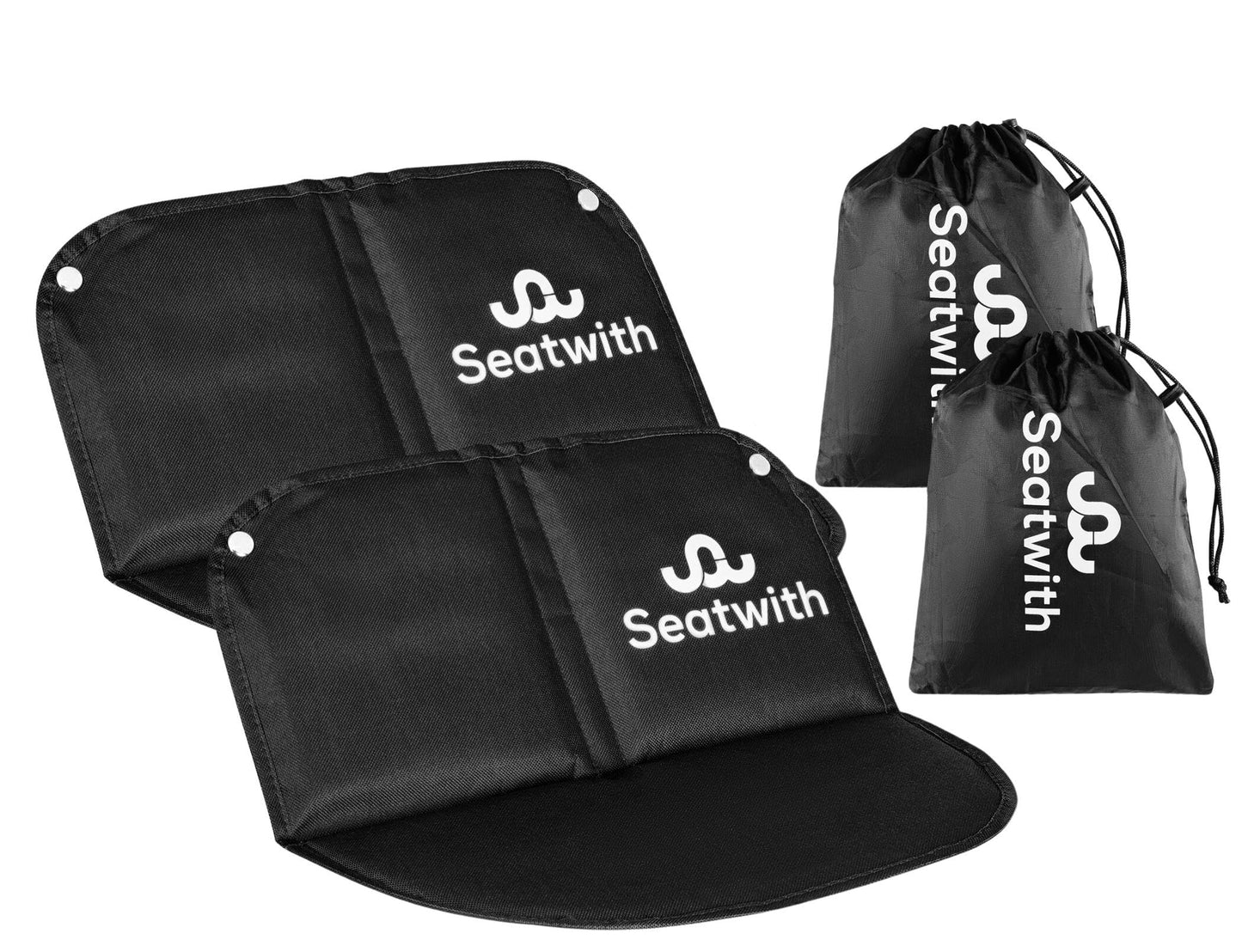 2X Folding Sit Mat with Thermal Aluminium Base 40x40cm Black