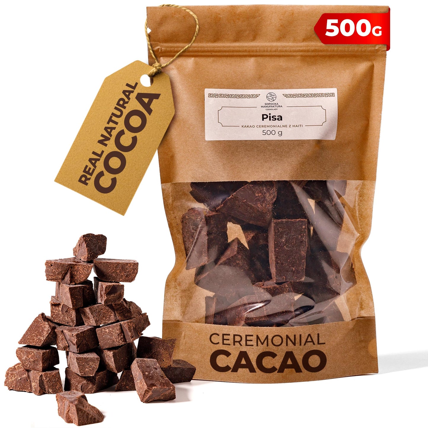 Ceremonial Raw Cacao Pisa ? 500g Cacao Mass ? Sugar-Free Keto Drinking Chocolate ? Raw Cacao Block for Ceremonial Use ? Spiritual Drinking Cacao ?