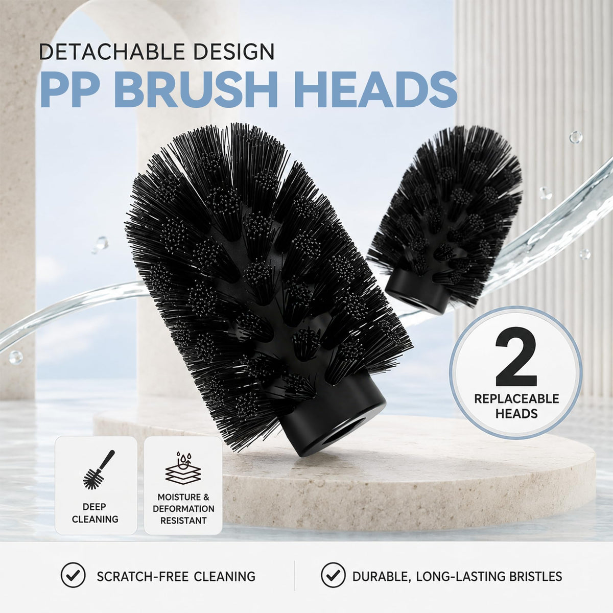 DAZI Toilet Brush WC Wall-Mounted, Toilet Brush Holder Stainless Steel Matte Black Finish without drilling