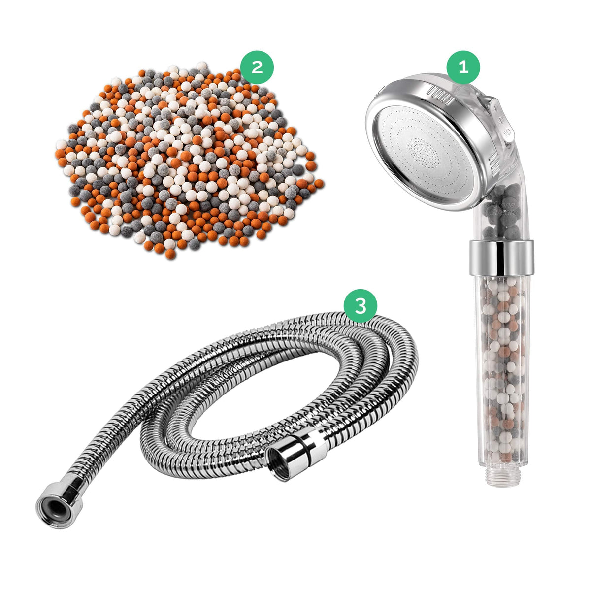 StoneStream? Electric Shower Head Filter with Hose and Replacement Stones for Hard Water Softner, High Pressure Showerhead, Spa Like Iconic Bead for