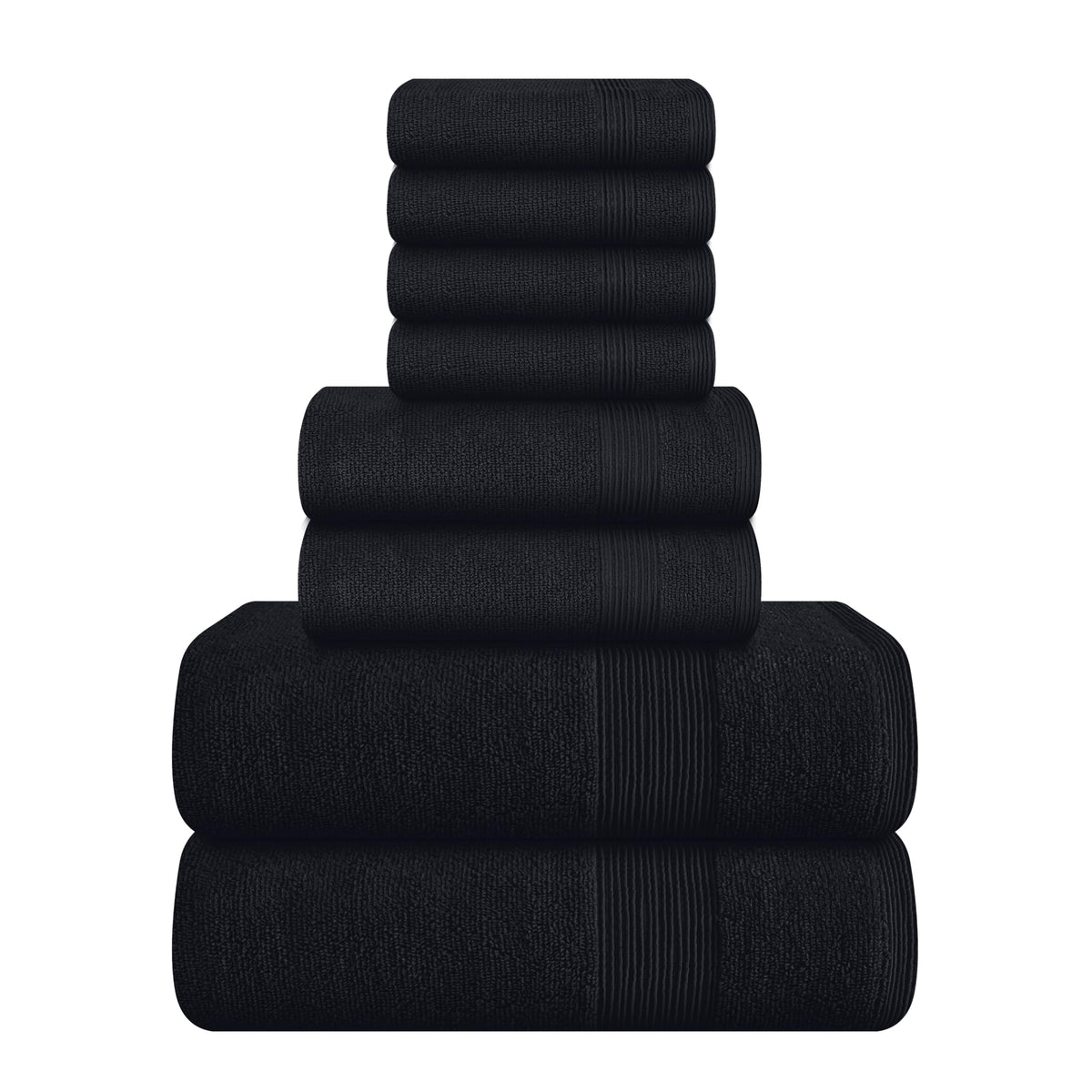 Elvana Home 8 Piece Set 100% Ring Spun Cotton, 2 Bath Towels 27x54, 2 Hand Towels 16x28 and 4 Washcloths 13x13 - Ultra Soft Highly Absorbent Machine