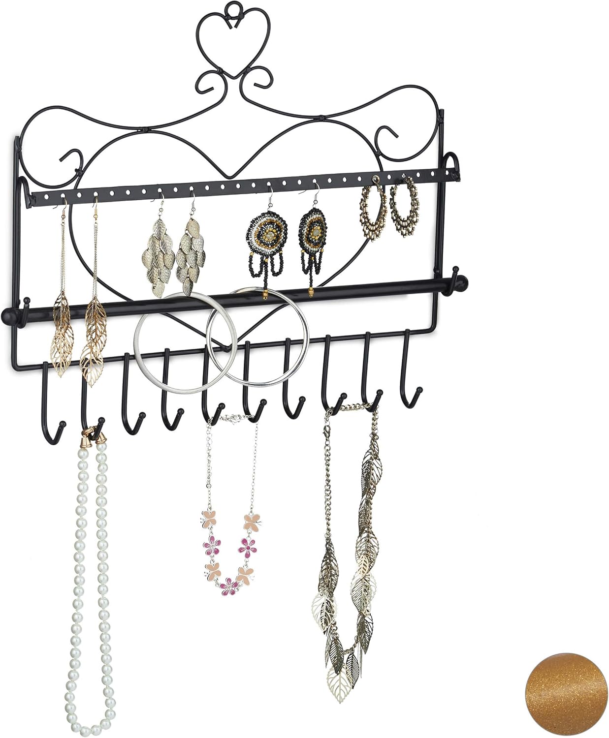 Relaxdays Jewellery Wall Rack, Iron, Black, New but open, damaged, scruffy box